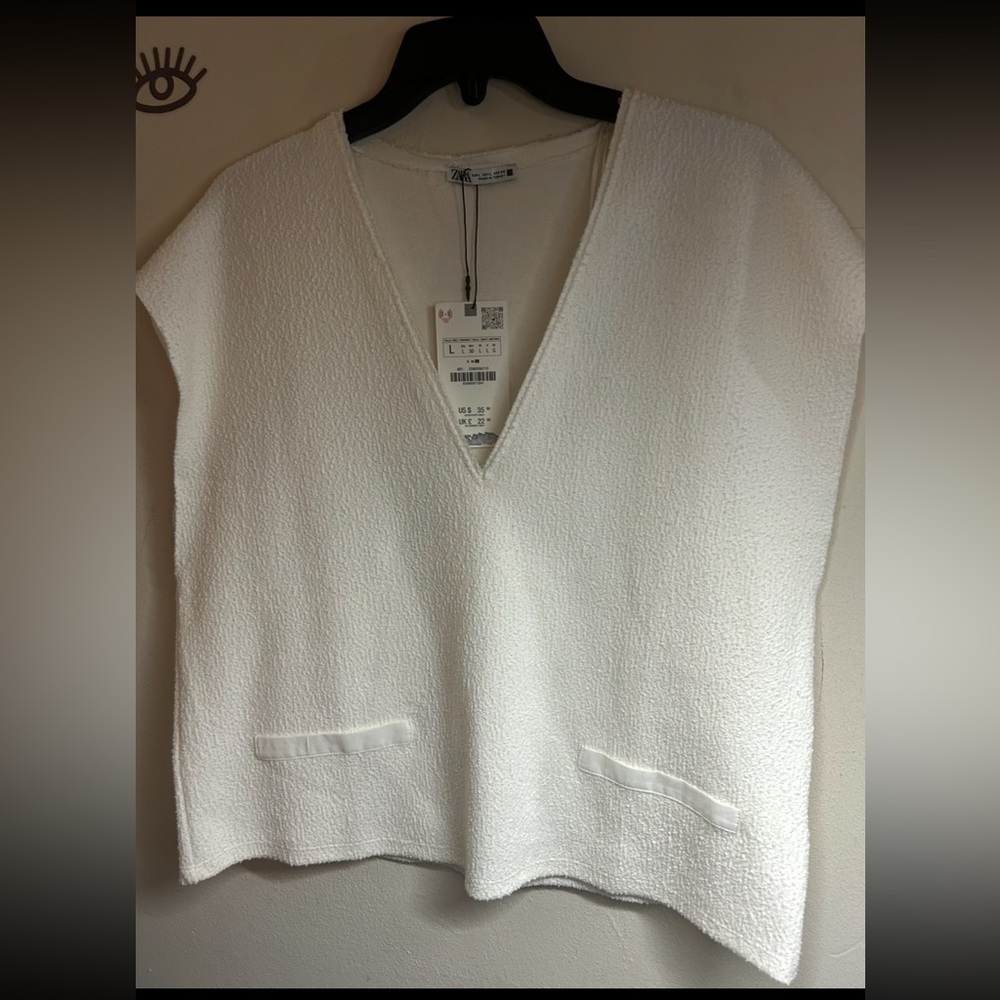 Zara V neck white top